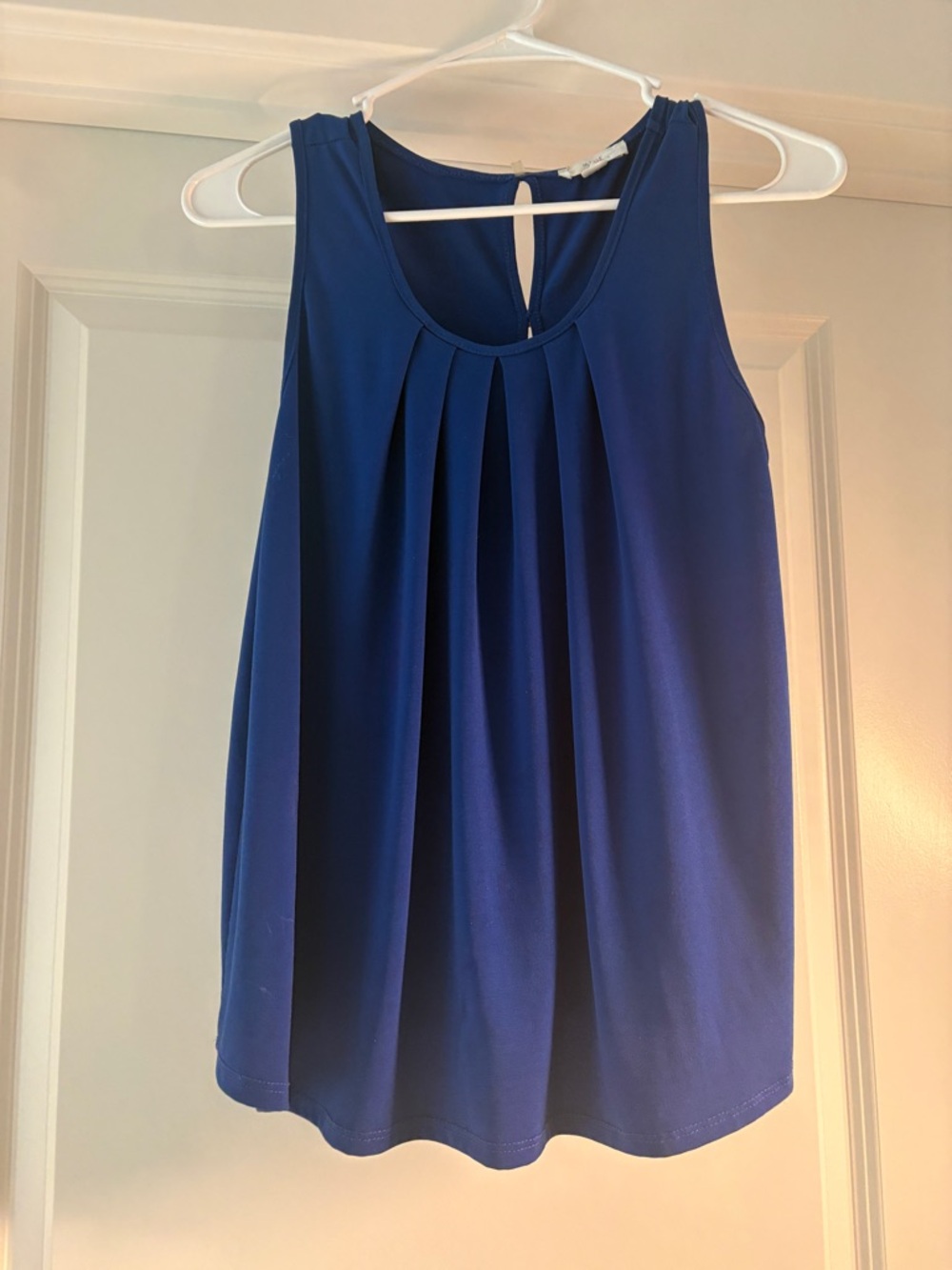 mine Blue Pleated Sleeveless Tank Top